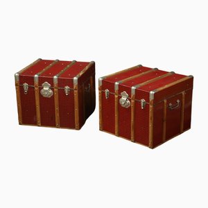 Red Hats Trunks in Nickel and Poplar, Set of 2