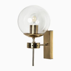 Wall Lamp in Handblown Glass and Brass from Kamenicky Senov, 1970s
