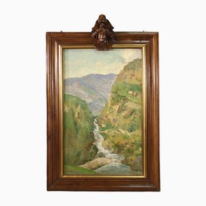 Italienischer Künstler, Große Landschaft, 1950, Öl, Gerahmt