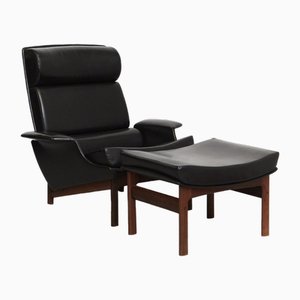 Poltrona Adam e poggiapiedi di Ib Kofod-Larsen per Mogens Kold, anni '60