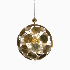 Lampada da soffitto in stile Sputnik con dischi in vetro di Murano