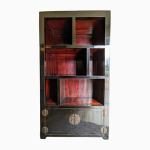 19th Century Chinese Black Lacquered Display Cabinet, 1850s