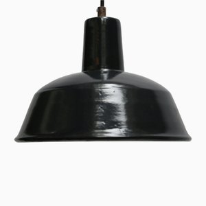 Lampe à Suspension Industrielle Vintage en Émail Noir