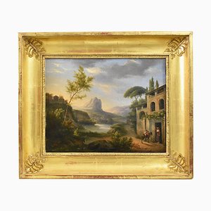 Artiste Italien, Paysage, 1860, Huile sur Toile, Encadrée