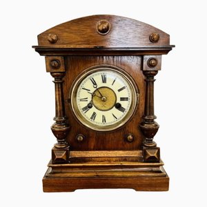 Reloj de manto victoriano antiguo de nogal, década de 1880