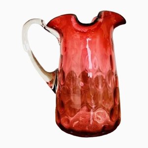 Brocca vittoriana antica in vetro di mirtillo rosso, 1860