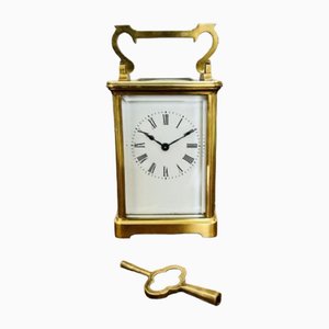 Horloge Carrosse Victorienne Antique en Laiton, 1890s