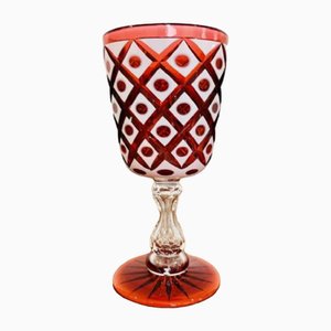 Antique Victorian Glass Overlaid Goblet, 1860s