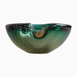 Glass Bowl in Green Glass with Air Bubbles, Murano, 1960s