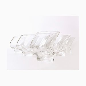 Glasses in Cognac Touch Glasses by Angelo Mangiarotti for Cristalleria Colle, Set of 6