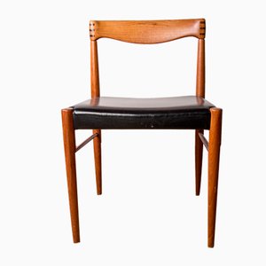 Vintage Danish Chairs in Oak and Black Skai by Henry Walter Klein for Bramine, 1960, Set of 4