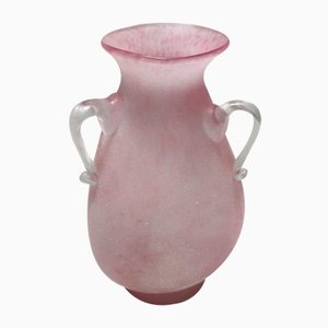 Postmodern Pink Scavo Glass Vase attributed to Gino Cenedese, Italy, 1970s