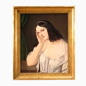 Portrait de Jeune Femme, 1850, Huile sur Toile, Encadrée