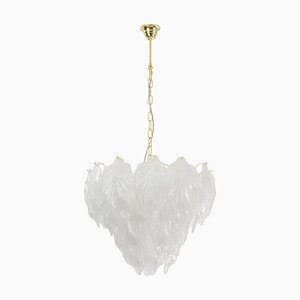 Suspension Chandelier in Murano Glass Leaves Crystal Color, Italy, 1990s