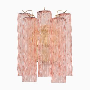Wall Light with Murano Glass Decorated in Pink Color with Cylinders, Italy, 1990s