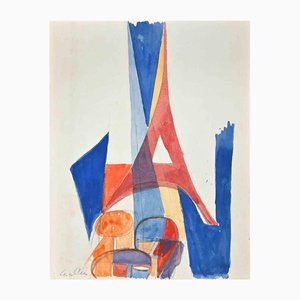 Yves Alix, Der Eiffel, Aquarellzeichnung, Anfang des 20. Jahrhunderts