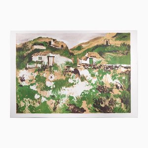 Giovanni Omiccioli, Village 1st Stadium, Lithograph, 1971, Framed