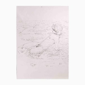 Anthony Roaland, Le Jeune Homme à la Mer, Dessin à la Plume, 1980