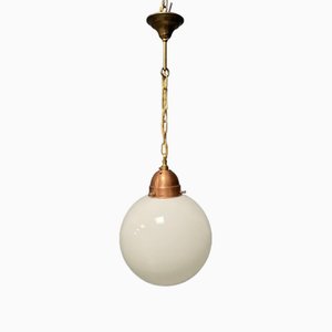 Opaline Glass Bulb Lamp with Copper Furrant
