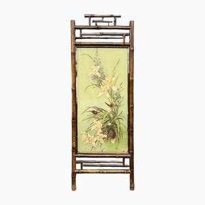Painted Glass Panel in Bamboo Frame