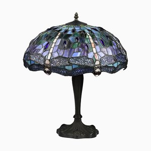 Lampada in vetro colorato in stile Tiffany, XX secolo