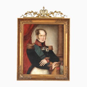 Roman Maksimovich Volkov, Portrait du Tsar de Russie Alexandre Ier, Début du 19ème Siècle, Huile sur Toile, Encadrée