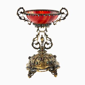 19th Century Agate and Gilded Silver Bowl with Stones