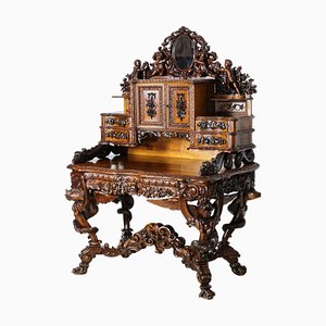 19th Century French Baroque Neo-Gothic Carved Secretaire