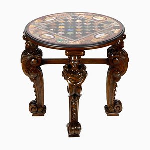 Chess Table with Roman Mosaics on Carved Legs