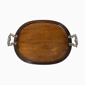Early 19th Century French Wooden Serving Tray with Rocaille Handles