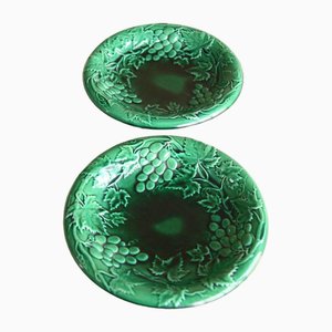 Green Majolica Bowls, Set of 2