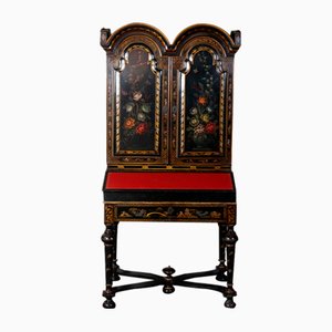 Black Lacquer Cabinet with Floral Decor