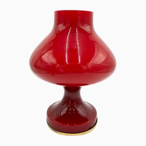 Lámpara de mesa Mid-Century moderna roja de Opp Jihlava, años 70