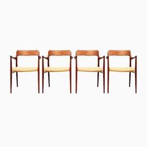 Chaises Modèle 56 Mid-Century en Teck par Niels O. Møller pour JL Møllers Møbelfabrik, 1950s, Set de 4