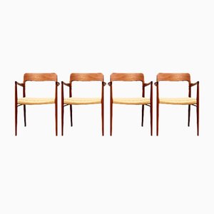 Sedie nr. 56 Mid-Century in teak di Niels O. Møller per JL Møllers Møbelfabrik, Danimarca, anni '50, set di 4