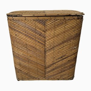Baúl de caña de bambú de ratán, años 60