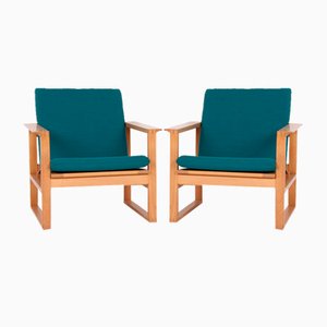 Model 2256 Lounge Chairs in Oak and Fabric by Børge Mogensen for Fredericia, Set of 2