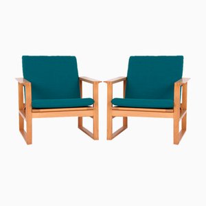 Set of Model 2256 Lounge Chairs in Oak and Fabric by Børge Mogensen for Fredericia