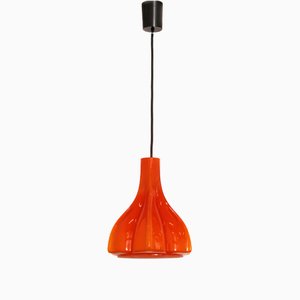 Lampe à Suspension Vintage en Verre Orange par Peill and Putzler, 1960s