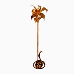 Brass Palm Floor Lamp with Cobra