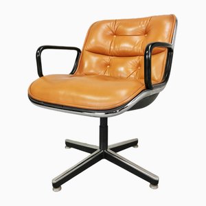 Swivel Chair in Leather by Pollock for Knoll, 1970s