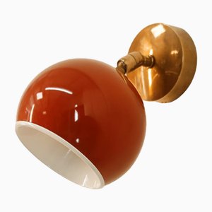 Adjustable Wall Light with Red-Colored Metal Dome