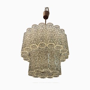 Mid-Century Textured Glass Tube Chandelier by Venini , 1970s