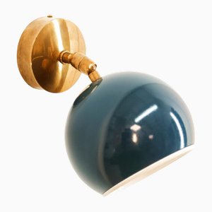 Adjustable Sconce with Blue Metal Dome