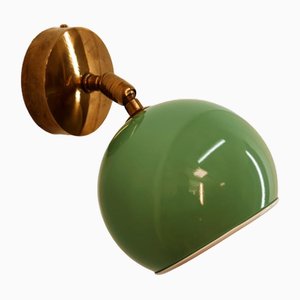 Adjustable Sconce with Green Metal Dome