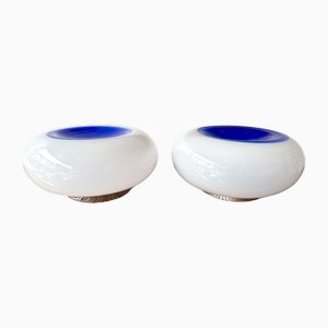 Italian Blue Eyes Lamps in Murano Glass and Metal by Murano Due, 1970s, Set of 2