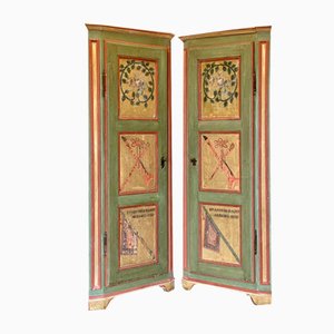 Late 19th Century Lacquered Corner Cabinets, Set of 2