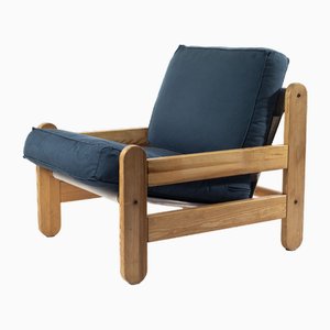 Sling Chair aus Kiefernholz, Segeltuch & Schiffsleder, 1970er