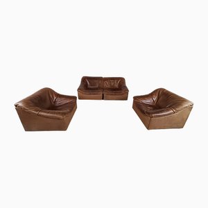 Vintage Leather Ds46 Modular Sofa attributed to de Sede, 1970s, Set of 4