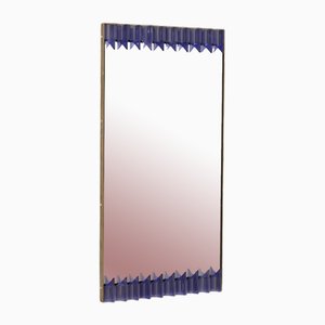 Periwinkle Murano Glass and Brass Wall Mirror, 1990s